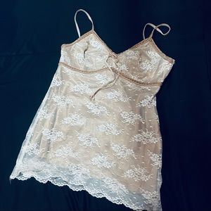 Lacey spaghetti strap tank top goldfish color